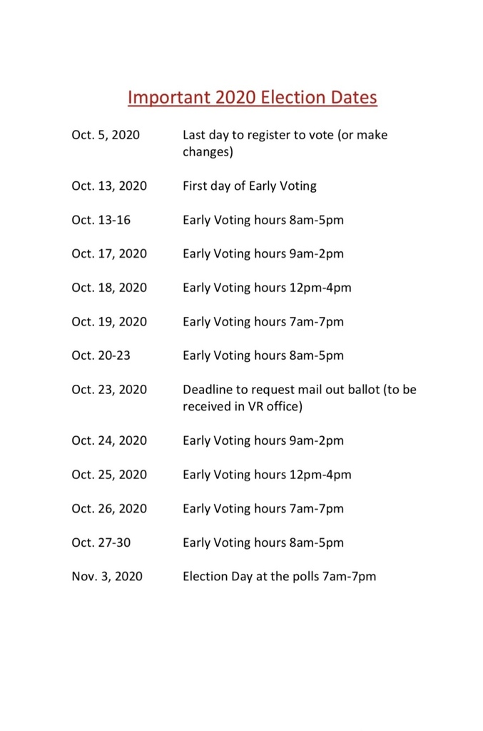 Voting Dates 2020