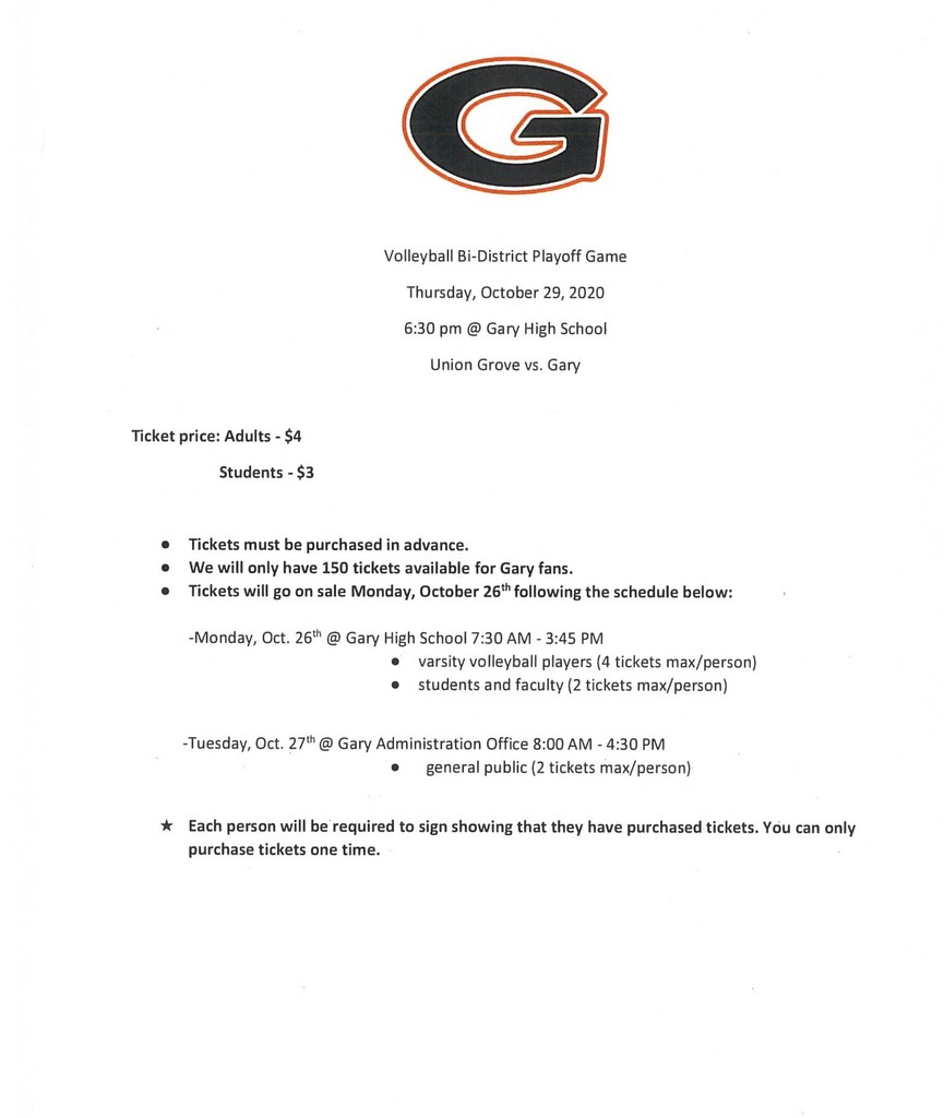 Ticket Information 2020