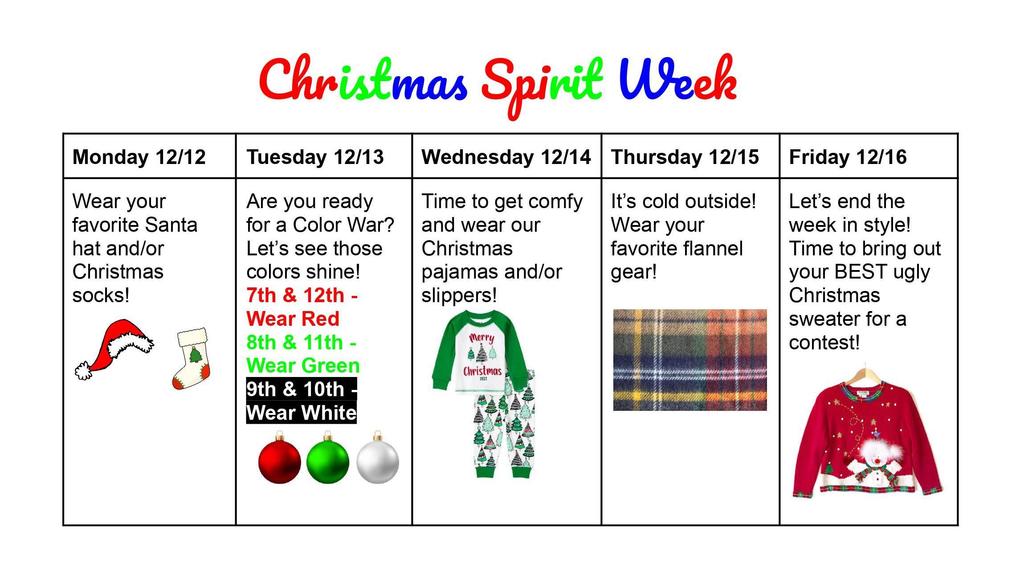 Christmas Spirit Week Flyer