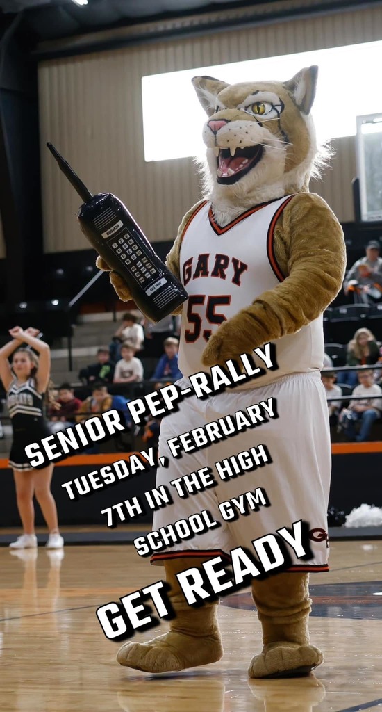 Slammer saying the senior pep rally will be on Tuesday, February 7th at 1PM in the high school gym.