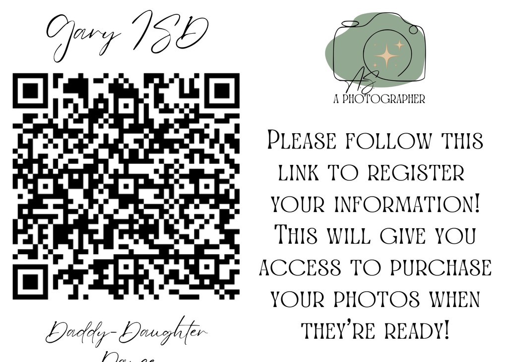 Info about a link to click on to register for Daddy/Daughter Dance Photos