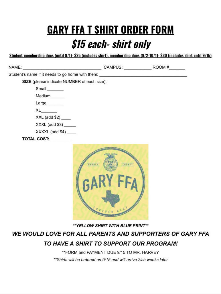 FFA Shirt Form